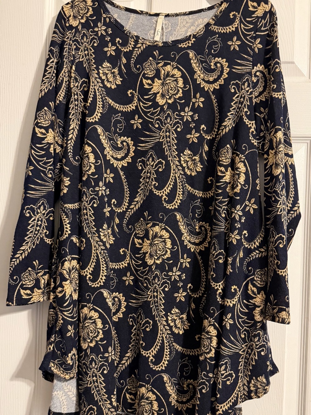 Women's Navy Dress with Gold Floral Print